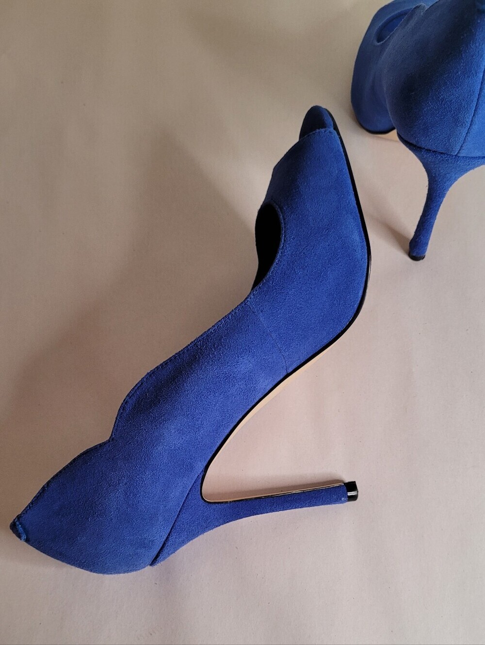 Nine West Blue Suede Open Toe Pumps Size 8.5 - Picture 7 of 11